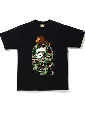 Bape Black Double Sided Green Camo Head Tee